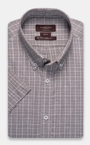 SEMI FORMAL SHIRT HALF SLEEVE BROWN GLEN