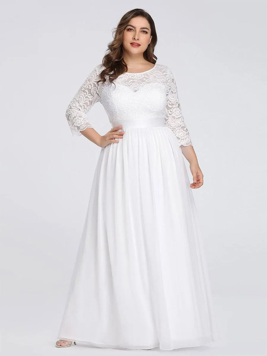 Simple Plus Size Lace Evening Dress with Half Sleeves