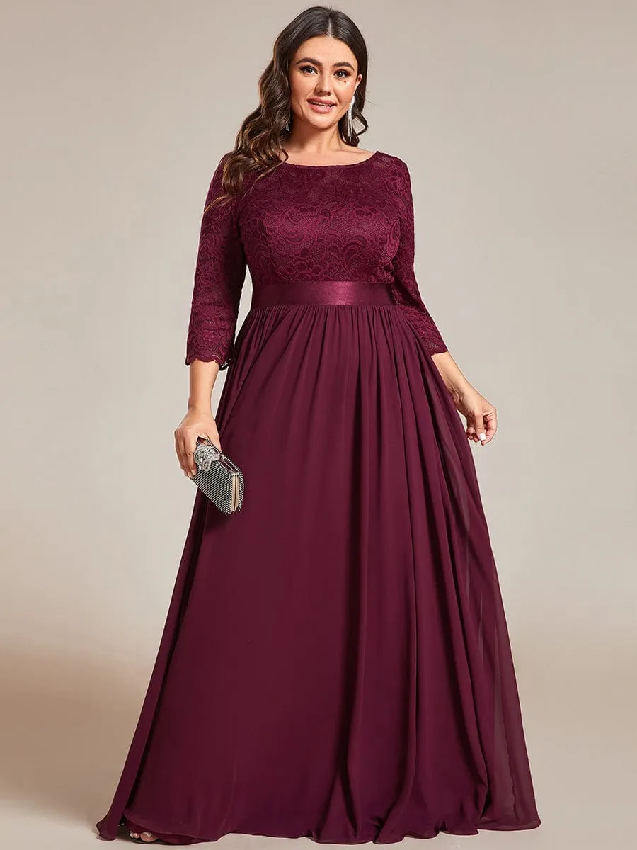 Simple Plus Size Lace Evening Dress with Half Sleeves