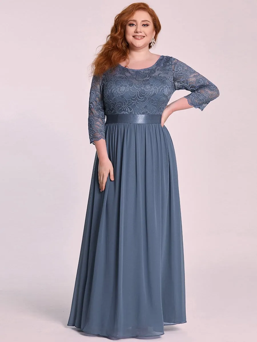 Simple Plus Size Lace Evening Dress with Half Sleeves