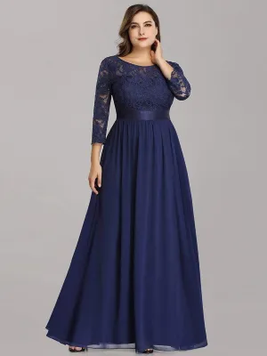 Simple Plus Size Lace Evening Dress with Half Sleeves