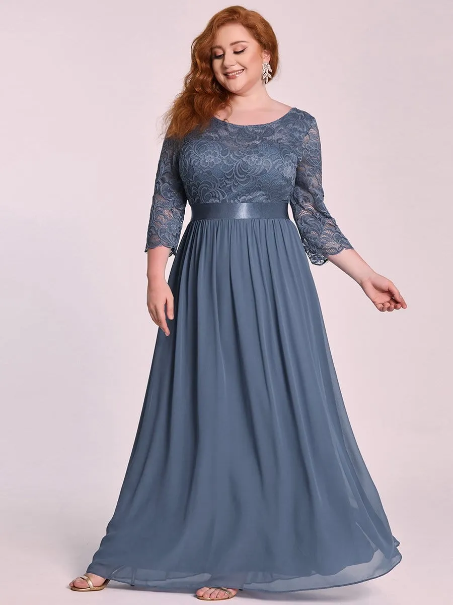 Simple Plus Size Lace Evening Dress with Half Sleeves