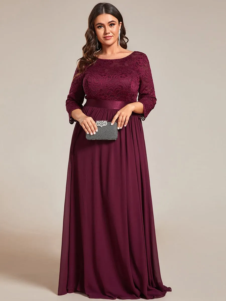 Simple Plus Size Lace Evening Dress with Half Sleeves