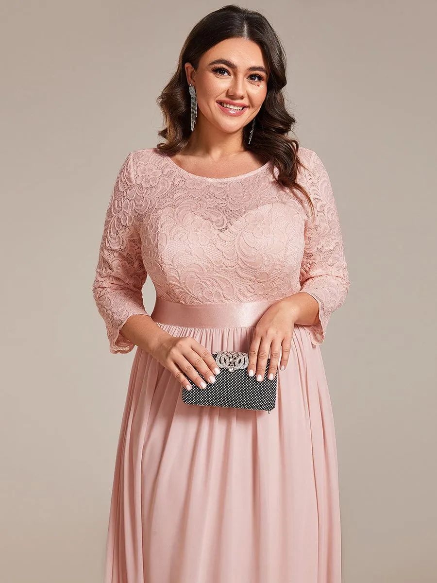 Simple Plus Size Lace Evening Dress with Half Sleeves