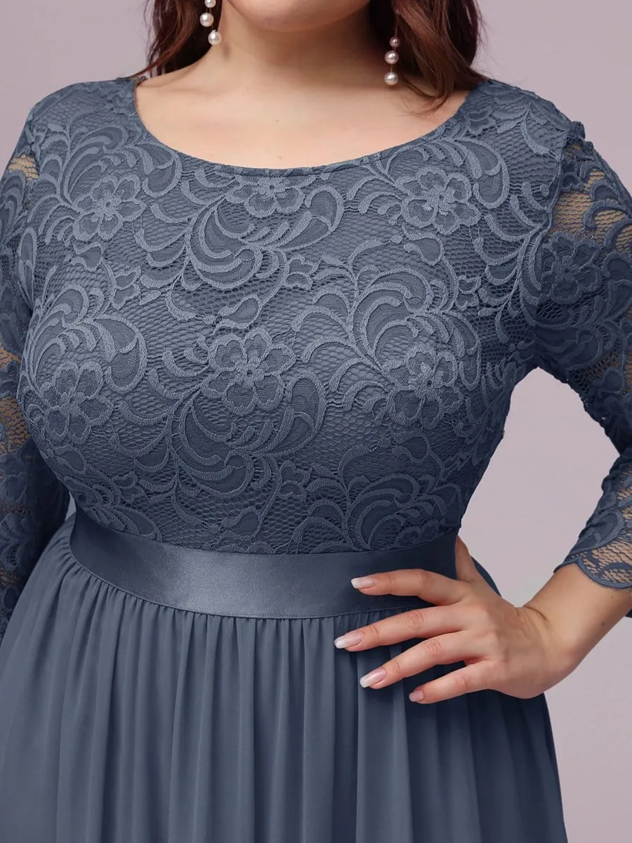 Simple Plus Size Lace Evening Dress with Half Sleeves