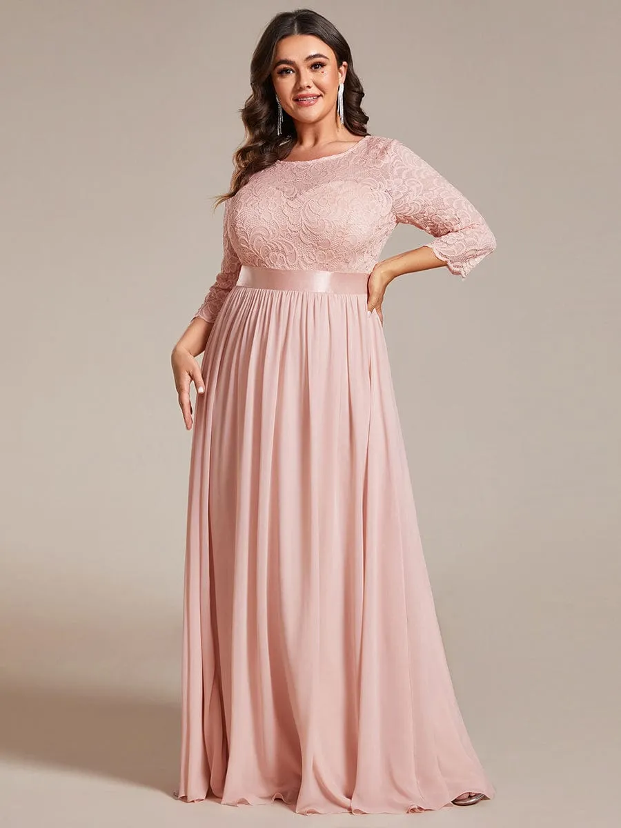 Simple Plus Size Lace Evening Dress with Half Sleeves