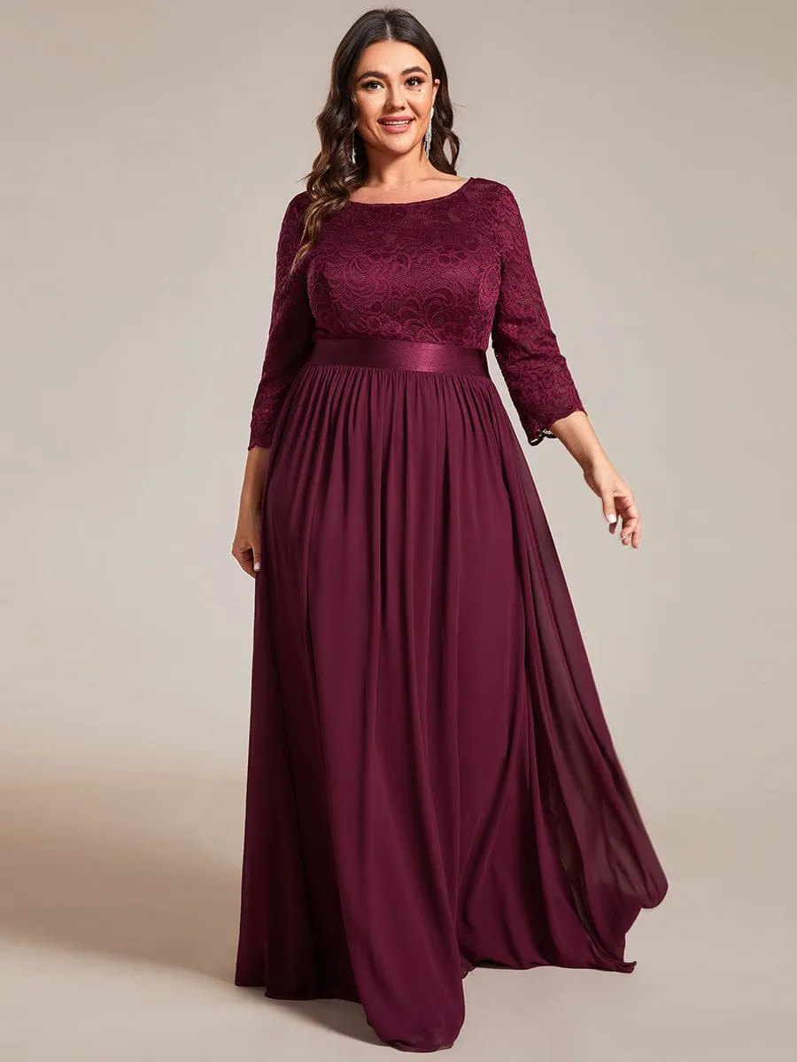 Simple Plus Size Lace Evening Dress with Half Sleeves