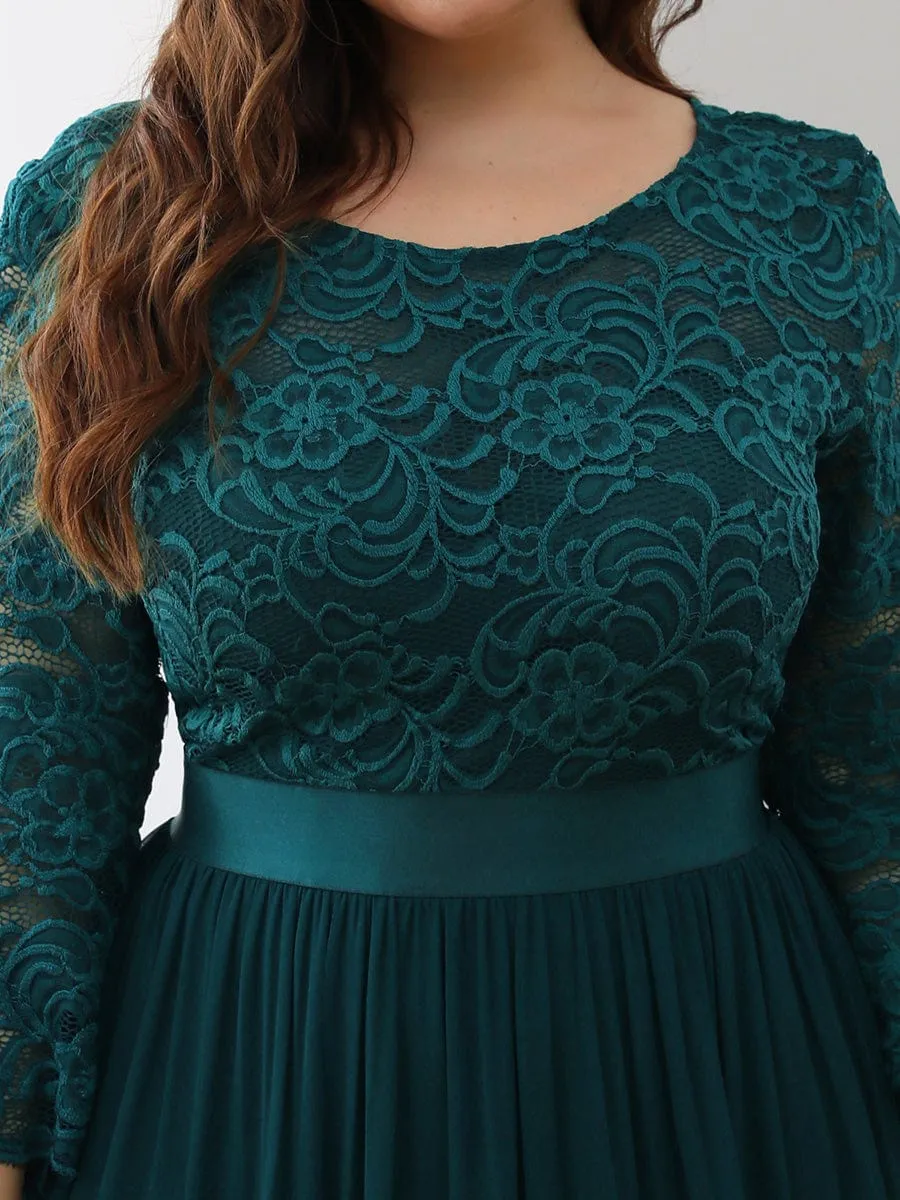 Simple Plus Size Lace Evening Dress with Half Sleeves