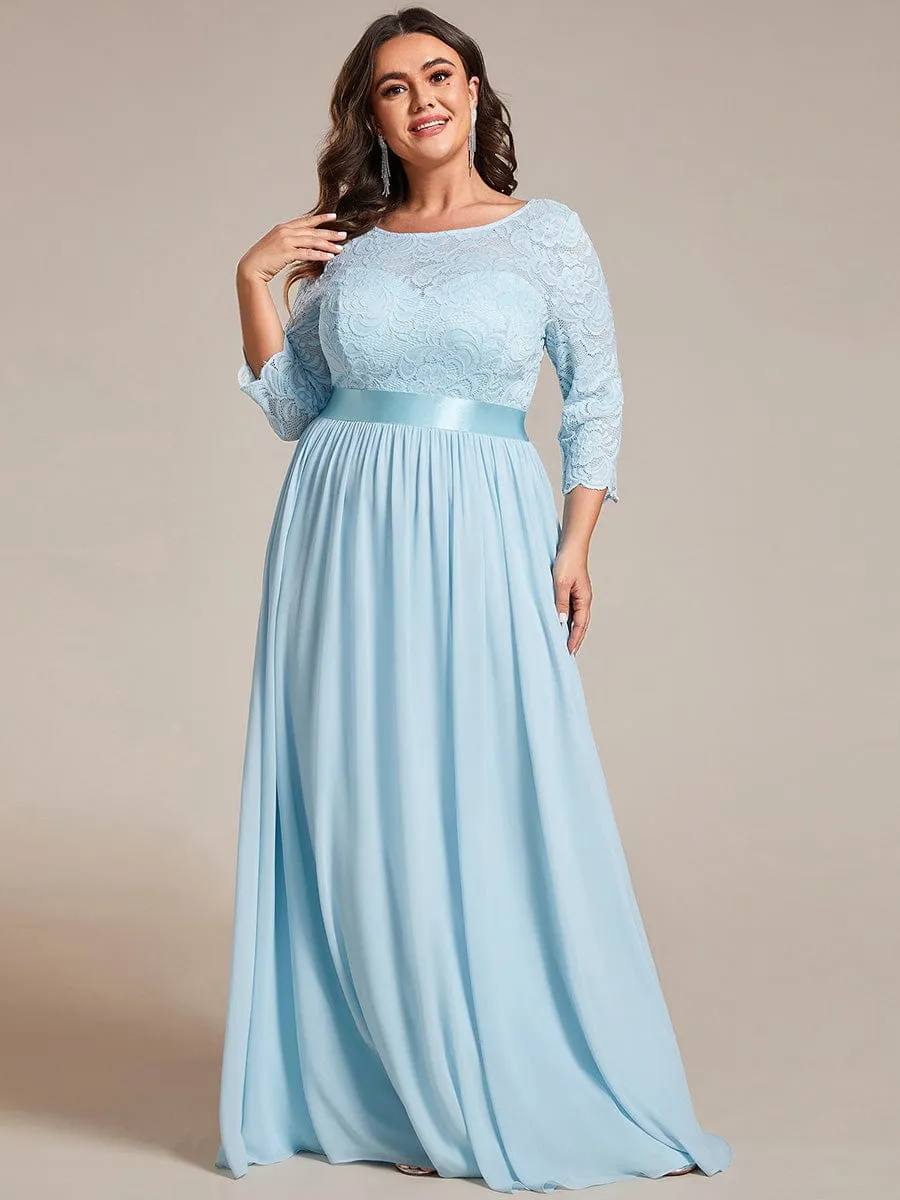 Simple Plus Size Lace Evening Dress with Half Sleeves