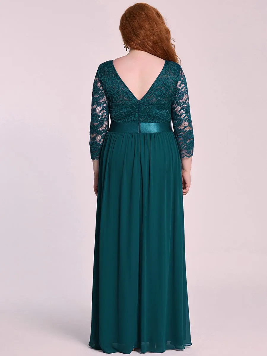 Simple Plus Size Lace Evening Dress with Half Sleeves