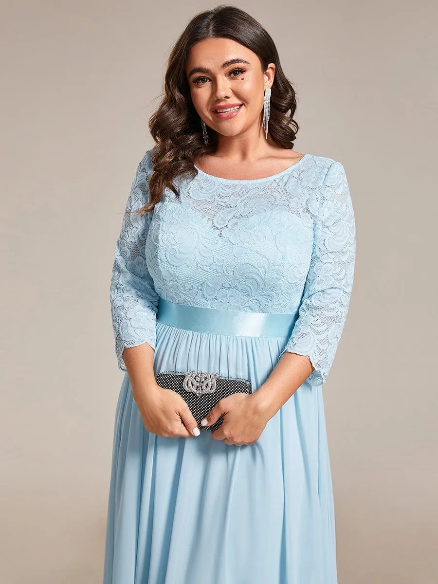 Simple Plus Size Lace Evening Dress with Half Sleeves