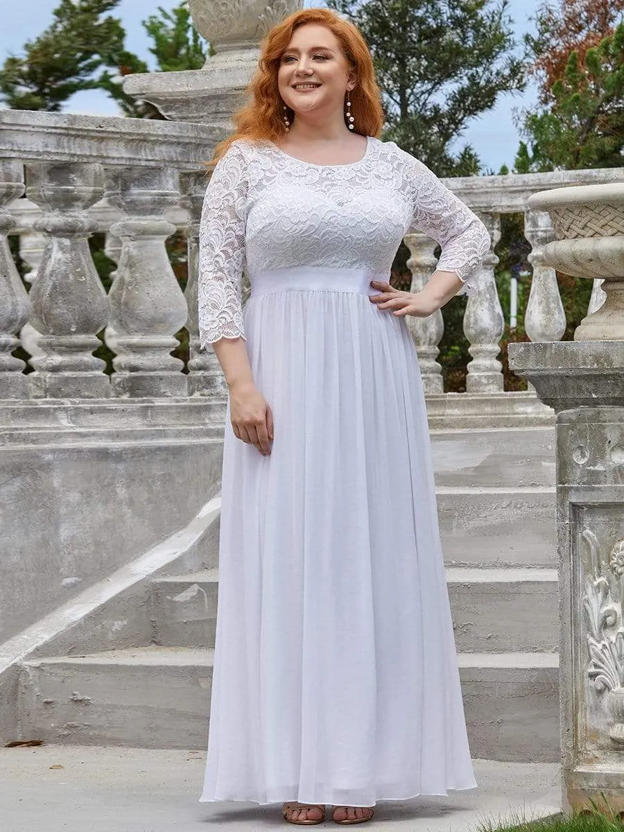 Simple Plus Size Lace Evening Dress with Half Sleeves