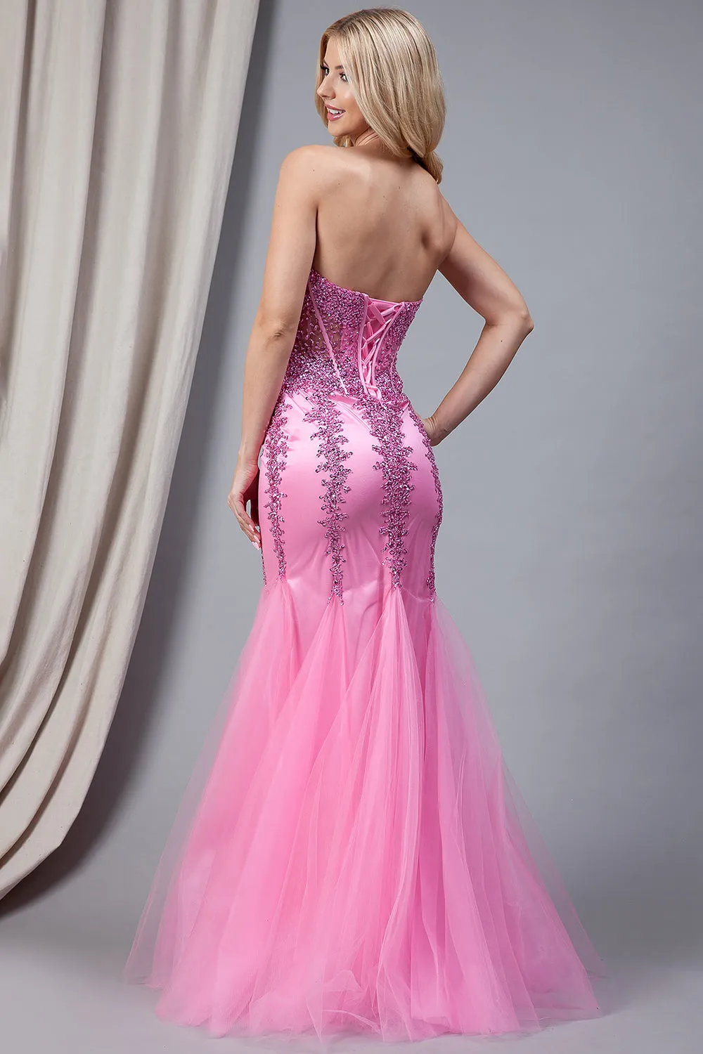 Strapless Sweetheart Embroidered Mermaid Long Prom & Evening Dress