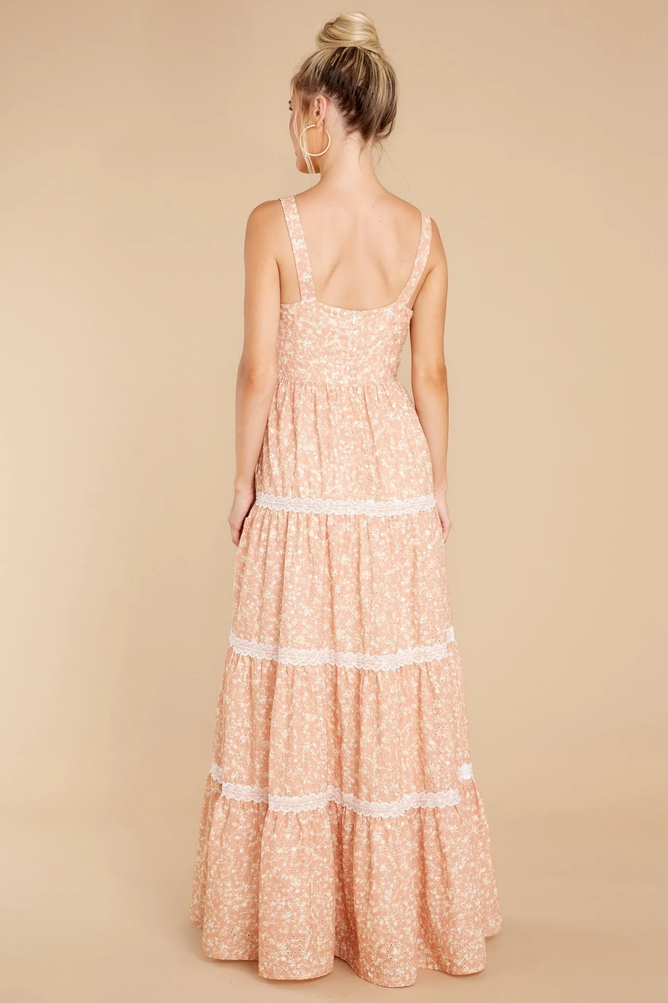 Sweet Disposition Peach Floral Print Maxi Dress