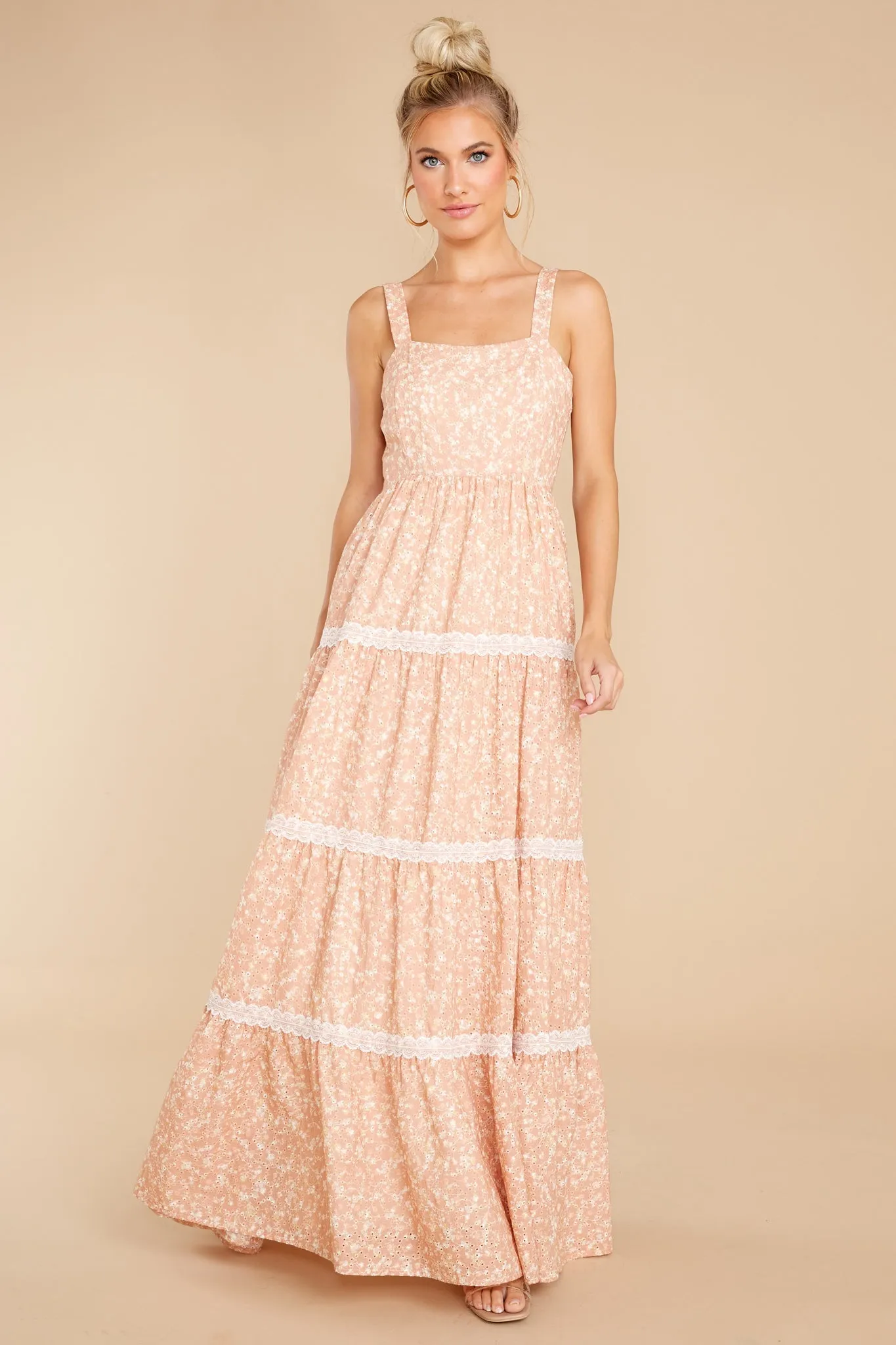 Sweet Disposition Peach Floral Print Maxi Dress