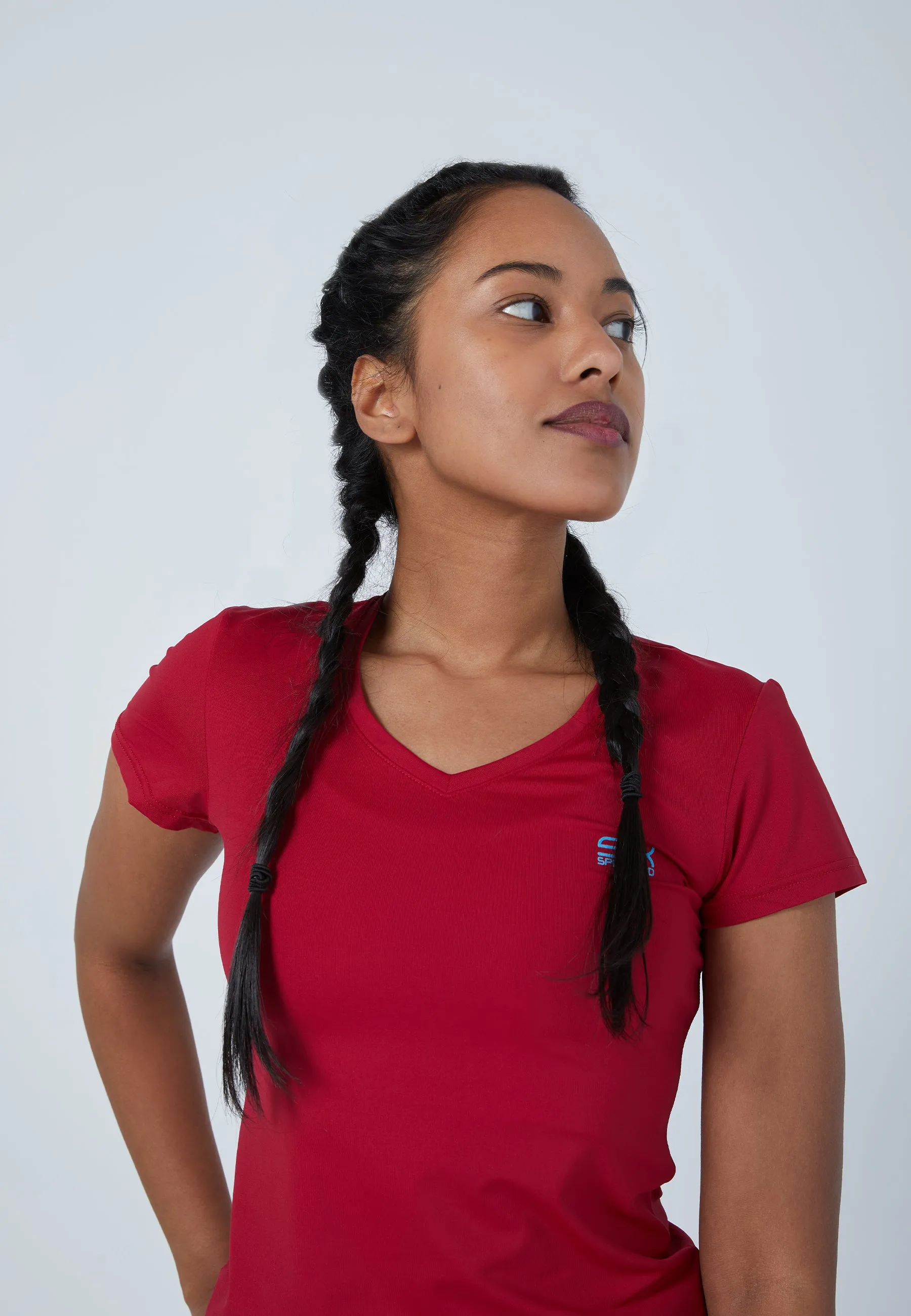 Tennis T-Shirt V-Neck, burgundy red