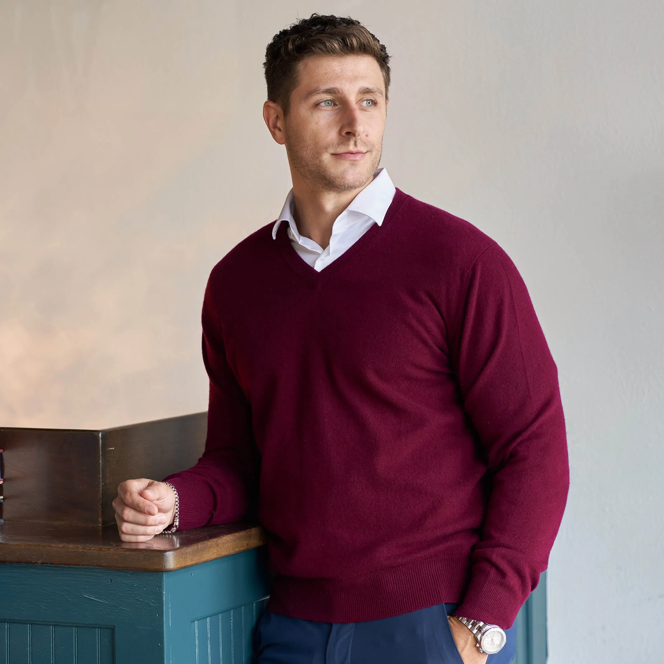 The Stewart 2-Ply Cashmere V-Neck Sweater