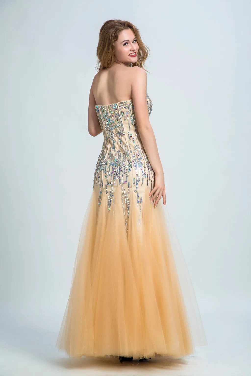 Trumpet/Mermaid Sweetheart  Floor-Length Tulle Sequined Evening Dresses 2900