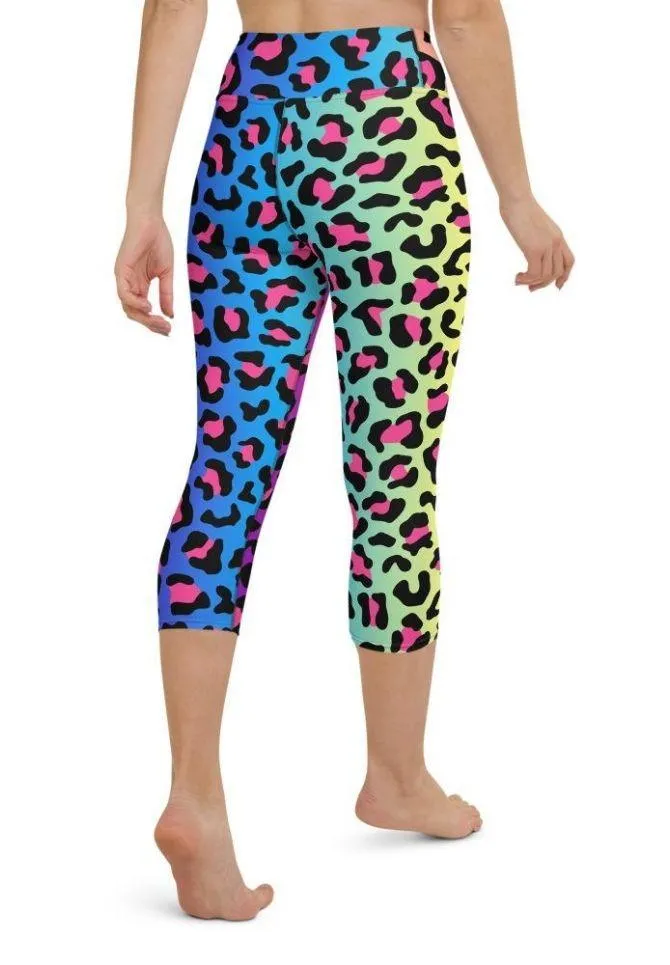 Vibrant Leopard Print Yoga Capris