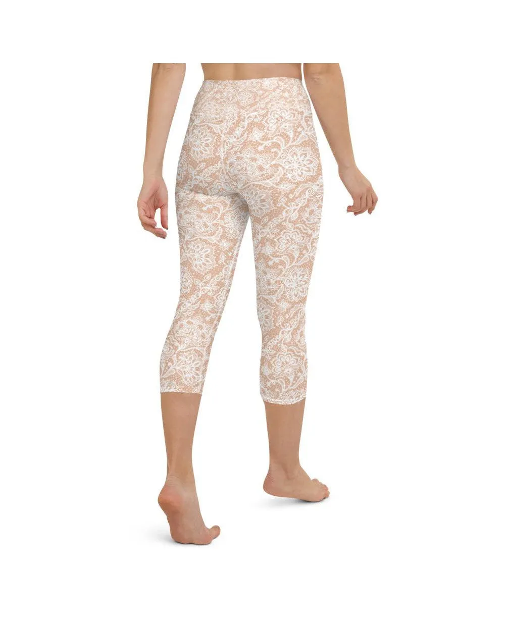 White Faux Lace Yoga Capris