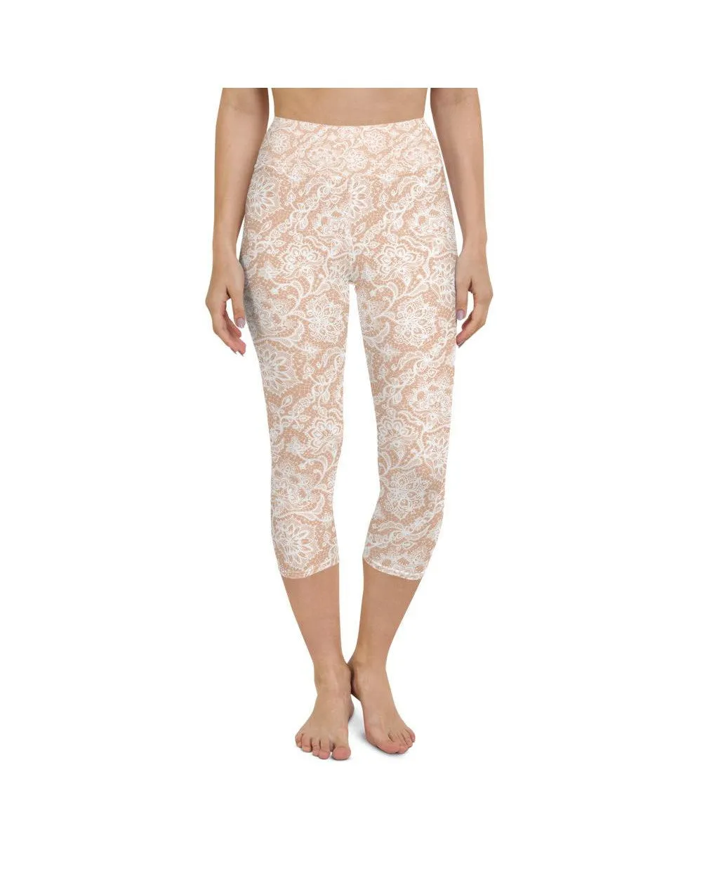 White Faux Lace Yoga Capris