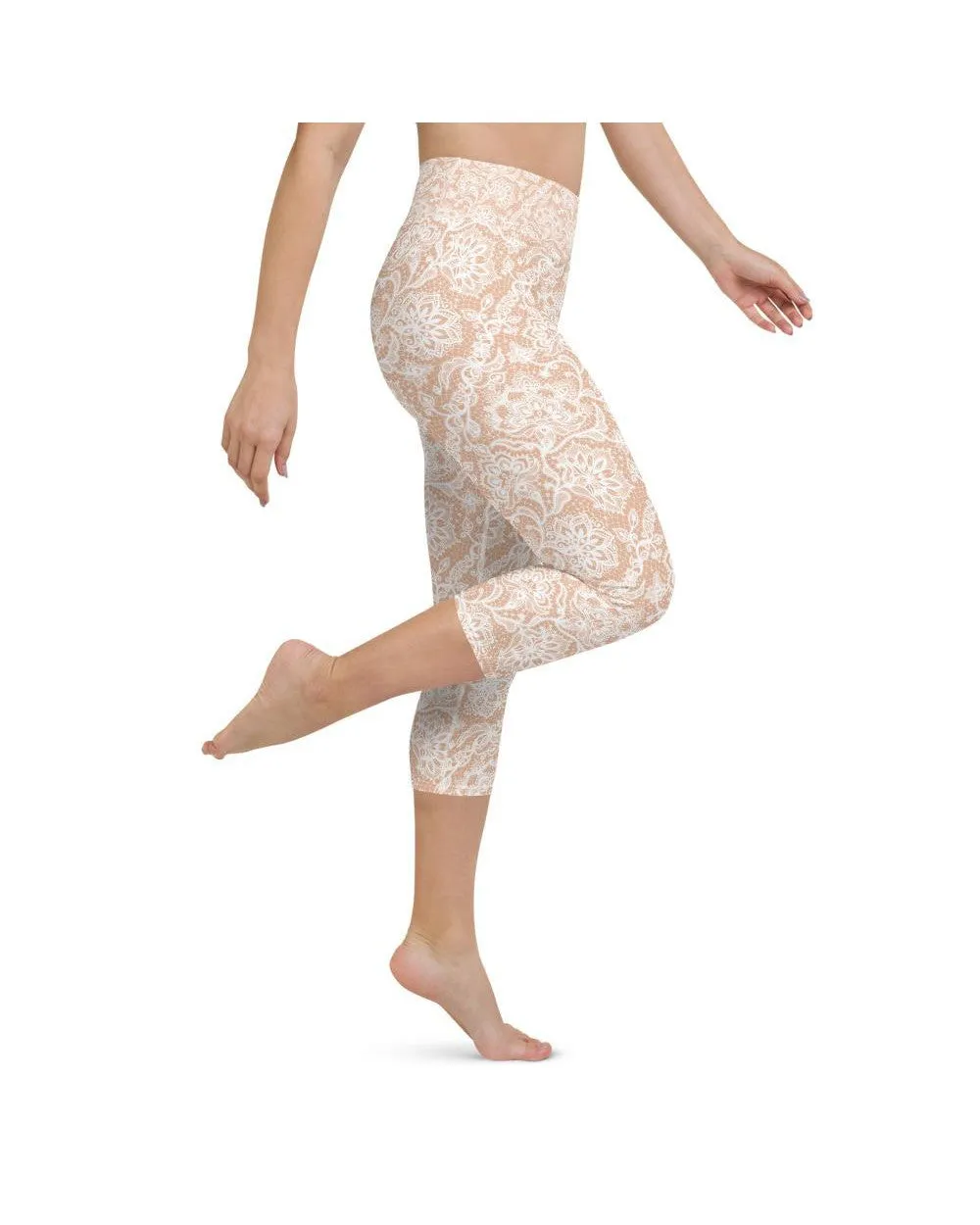 White Faux Lace Yoga Capris