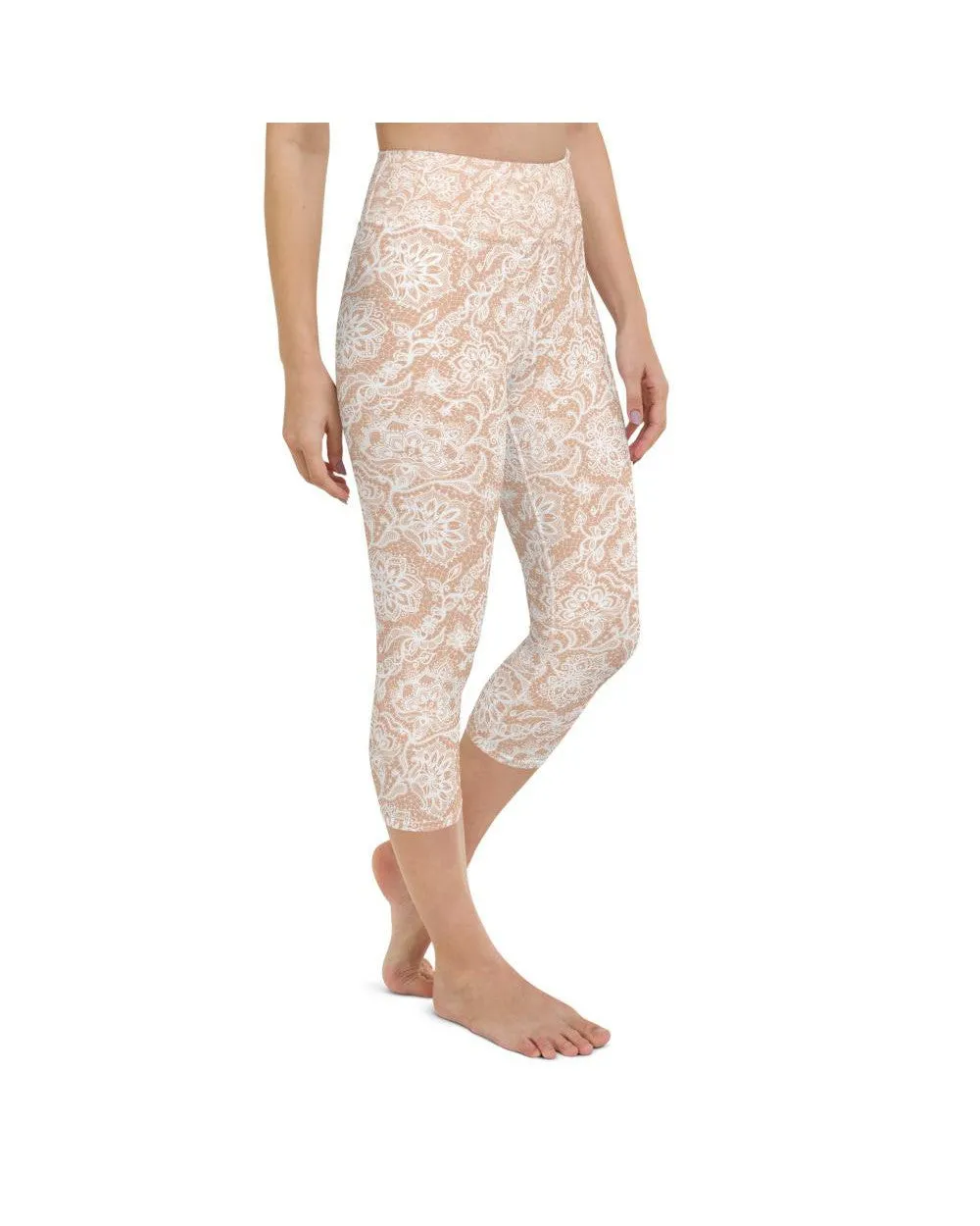 White Faux Lace Yoga Capris